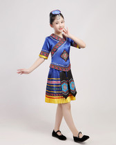 June 1 childrens performance clothing female March three ethnic costumes Miao dance minority performance costumes Guangxi Zhuang Tujia