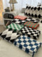Single sheet ins simple blogger style checkerboard washing cotton soft sheet 1.5m1.8 bed sheet three-piece set 2m