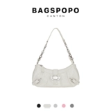 BAGSPOPO Кожаная цепь, небольшая дизайнерская сумка подмышку, небольшая сумка, воловья кожа