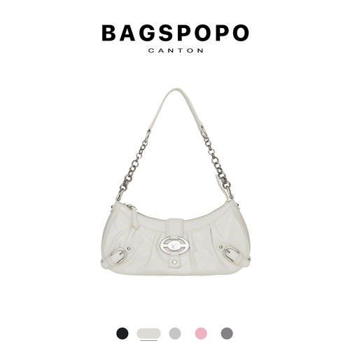 BAGSPOPO Кожаная цепь, небольшая дизайнерская сумка подмышку, небольшая сумка, воловья кожа