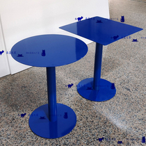 Klein blue square table ins side several nets red milk tea shop drinks house café small tea table metal square table