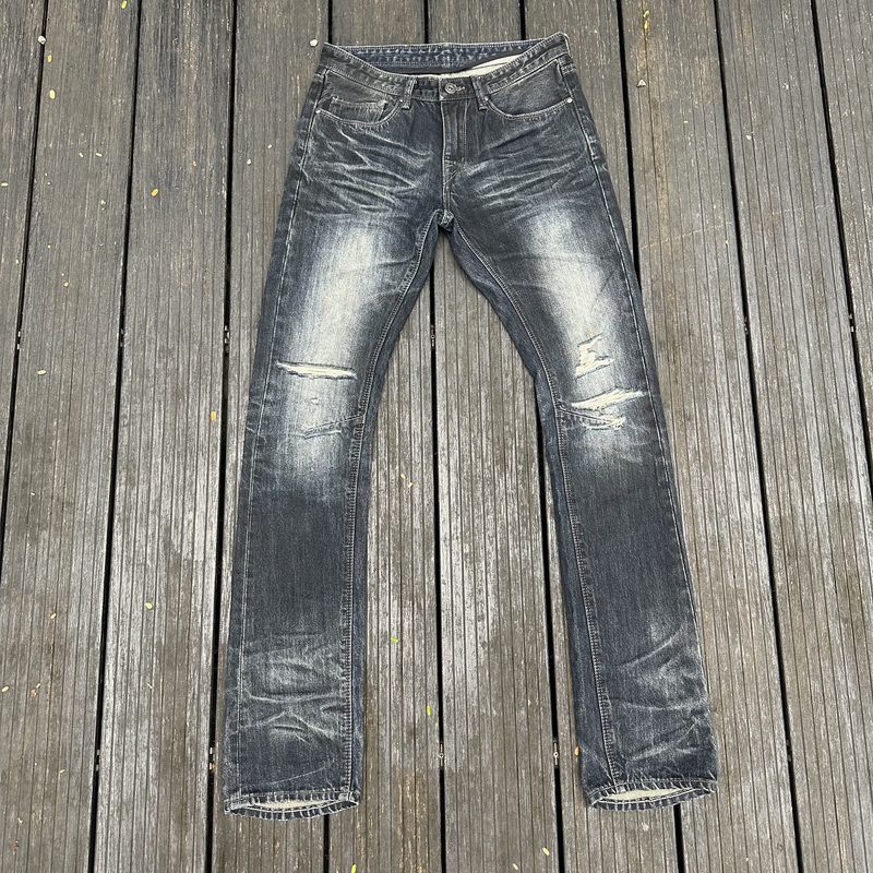 (in Stock) Exclusive on the Market, Self-Washed Distressed Jeans (in Stock) Exclusive on the Market, Self-Washed Distressed Jeans