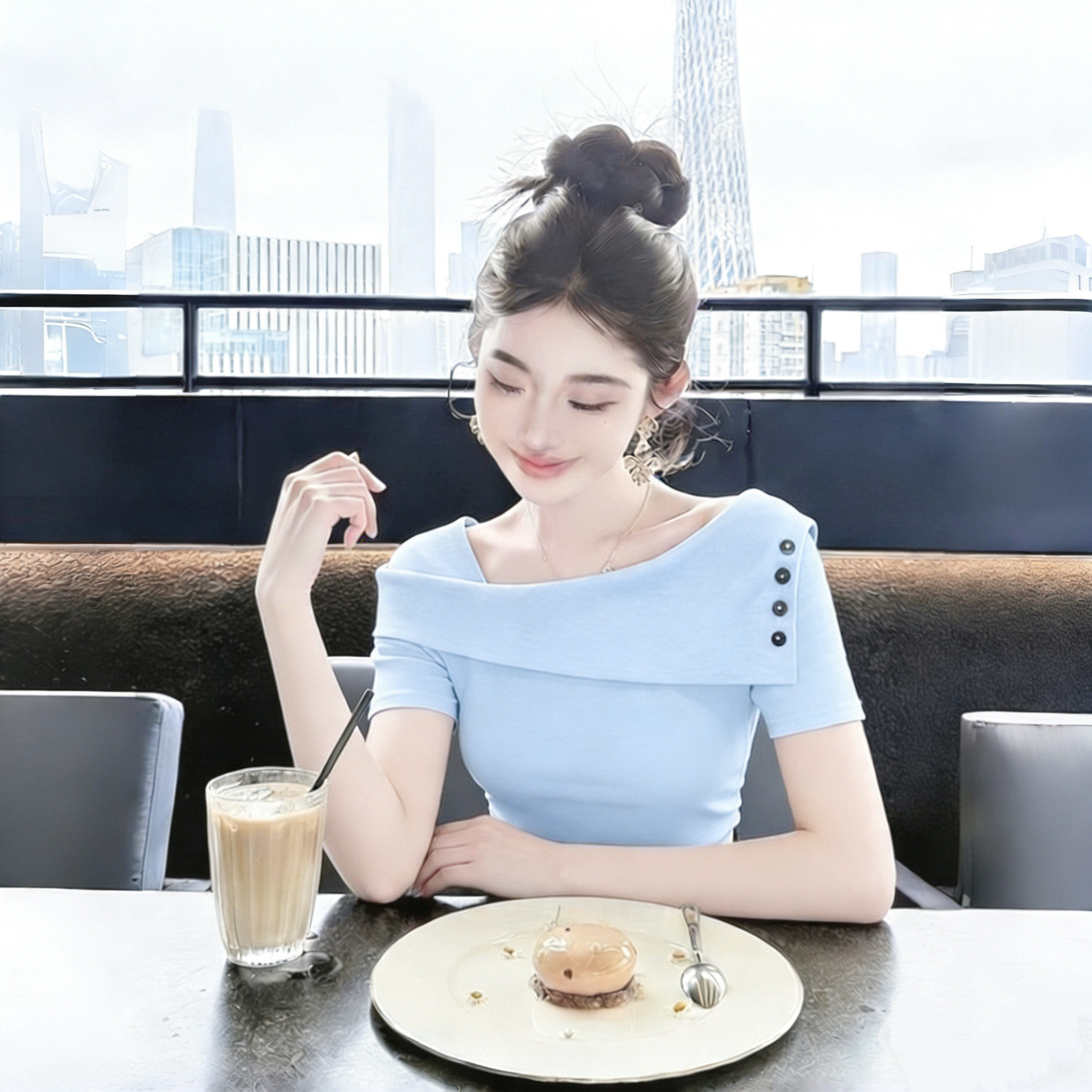 时尚设计感一字肩短袖T恤女2026夏季新款百搭显瘦打底衫气质上衣