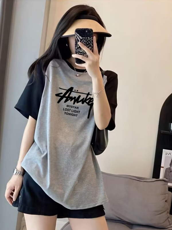 Raglan Sleeve Pure Cotton Short-Sleeved T-Shirt for Women 2026 New Mid-Length Korean Style Loose Large Size Butt-Covering Top for Summer Raglan Sleeve Pure Cotton Short-Sleeved T-Shirt for Women 2026 New Mid-Length Korean Style Loose Large Size Butt-Covering Top for Summer