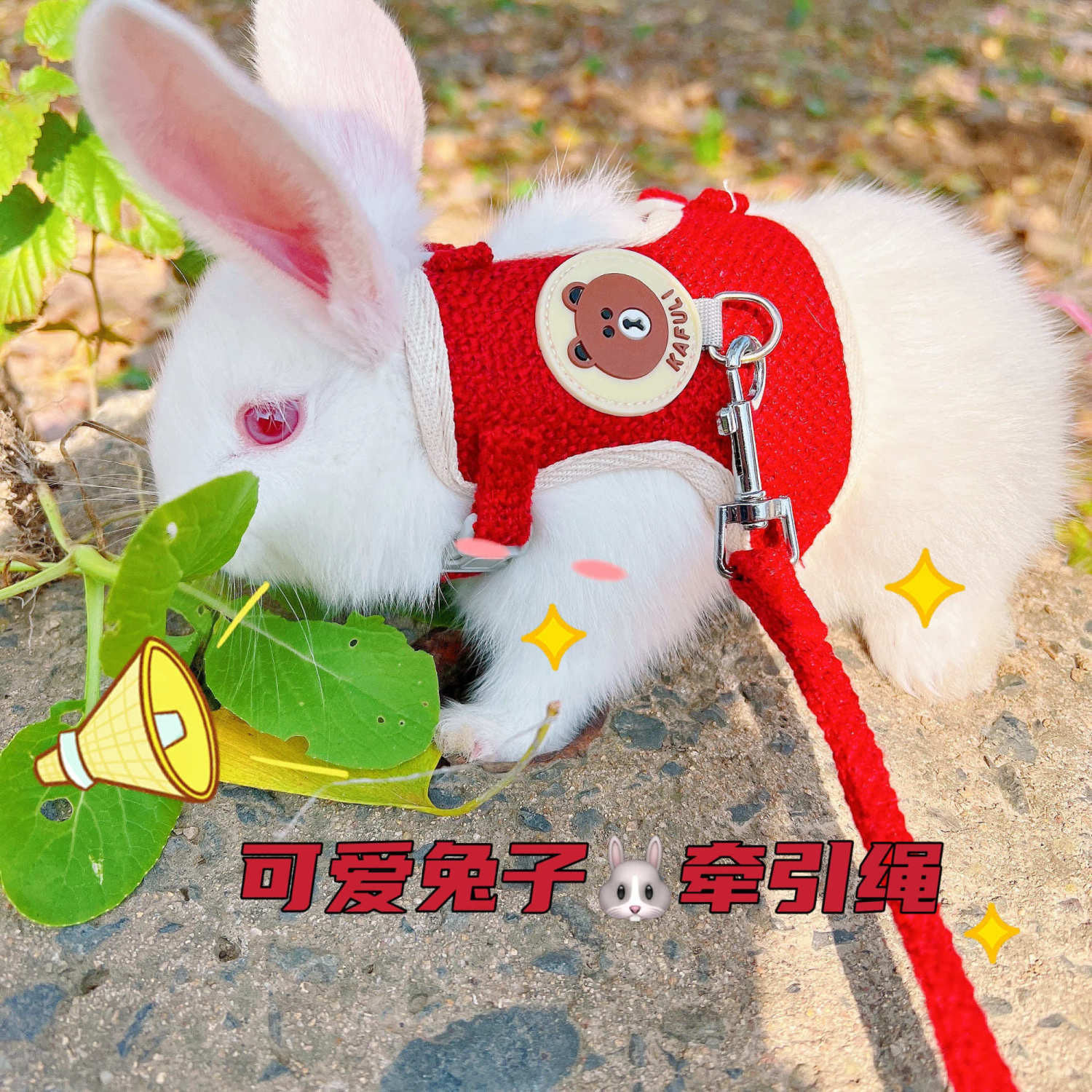 Rabbit Traction Rope Walking Rabbit Rope Anti-Escape Rabbit Rope Adjustable Rabbit chain Breathable Comfort Rabbit rope Rabbit Item Circle