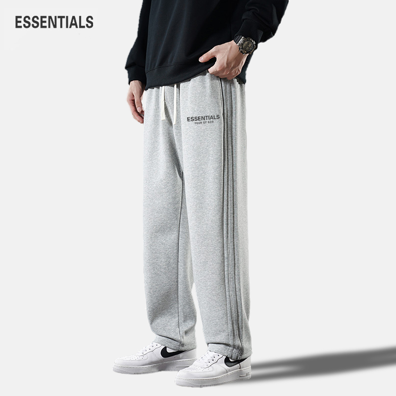 Essentials Oioi Men's Pants Autumn and Winter Long Pants Fleece-Lined Loose Wide-Leg Straight American Casual Pants