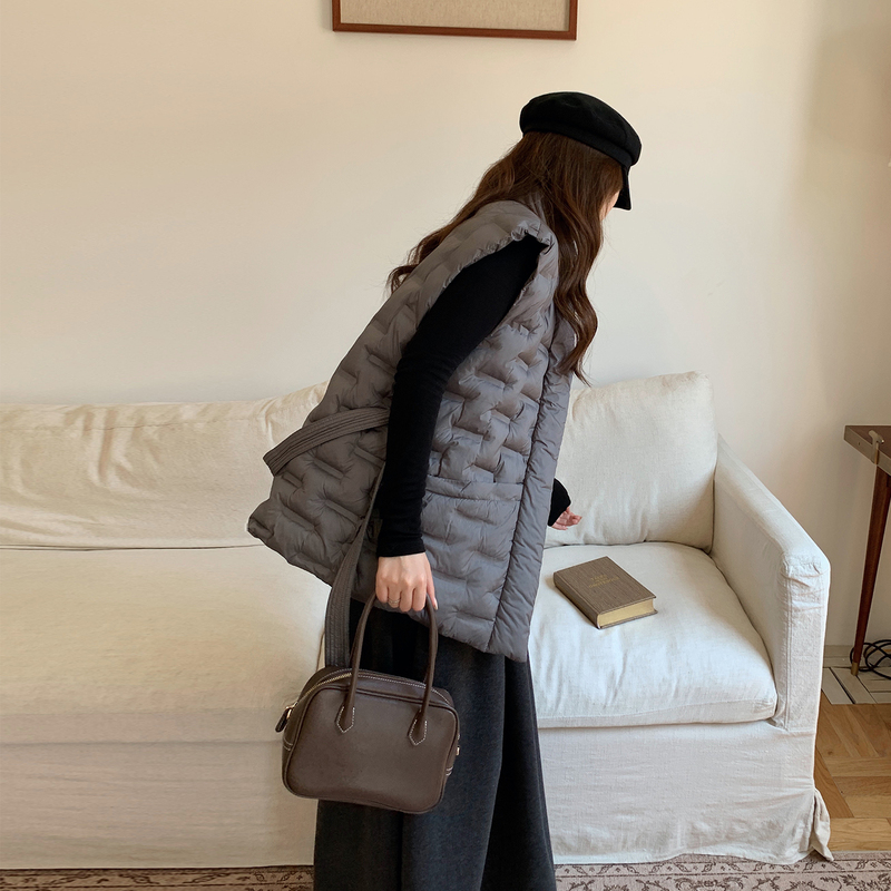 2026 Mid-Length down Cotton Vest for Women, V-Neck Slim-Fit High-End Versatile Warm Layered Vest