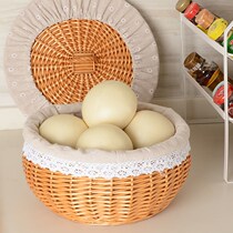 Hand Woven Finished Blue Son Household Bamboo Woven Buns Head Basket with lid wicker Packed Eggs BASKET Hand Woven Insulation