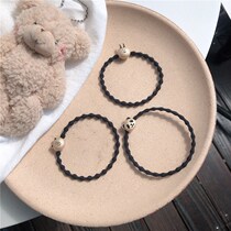 Small leather gluten high face value alloy minimalist panda hair ring sending boyfriend little leather set adorable inhead rope bracelet rubber
