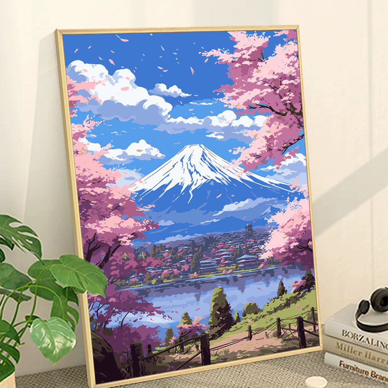 宫崎骏迷注意！富士山动漫风景画DIY，你的治愈系家居新宠！🎨✨-DIY