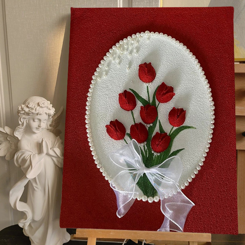 Tulip Three-dimensional Creatine Painting Quartz Quartz Propylene Digital Oil Painting Diy Handmade Material Bag Advanced Sense Decoration Painting-Taobao