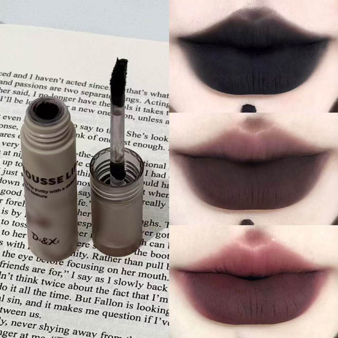 Evil Girl Assemble! DI&XI Witch Matte Gray-Purple Dark Lip Mud, Powerful Queen Gothic Lip Black Cosplay