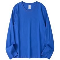 Super white 220g heavyweight pure cotton long-sleeved T-shirt royal blue solid color loose casual top autumn T-shirt