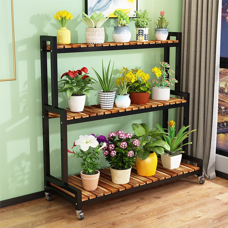 Xinjiang Flower Shelf Balcony Suspended Indoor Home Balcony Shelve Shelve with wheels Multi-meat Gold Ge
