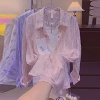 Розовая шифоновая рубашка, шифоновая с принтом