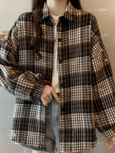 Ретро осенняя демисезонная рубашка, дизайнерская куртка для отдыха, комплект, увеличенная толщина, оверсайз