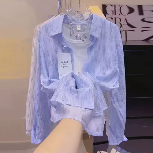 Летний лонгслив, рубашка, кардиган, дышащая куртка, воротник поло, защита от солнца