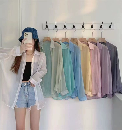 Шифоновый весенний лонгслив, летняя тонкая рубашка, защита от солнца, оверсайз