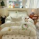 New Wrinkled Cotton Double-Layer Gauze Towel Embroidery Four-Piece Set, Cute and Fresh Style for Student Dormitories, Skin-Friendly Home Use Three-Piece Set