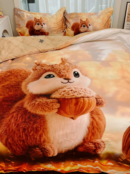 Angel Rabbit 2026 New Model 7D Cartoon Imitation Cotton Brushed Velvet Cotton Four-Piece Set Bed Sheet Duvet Cover Three-Piece Set