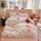 New Wrinkled Cotton Double-Layer Gauze Towel Embroidery Four-Piece Set, Cute and Fresh Style for Student Dormitories, Skin-Friendly Home Use Three-Piece Set