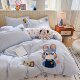 Cloud-Like Double-Layer Gauze Towel Embroidery Four-Piece Set, Class a Student Dormitory Bed Three-Piece Set, Washed Cotton Duvet Cover and Bed Sheet