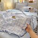 Fresh and Simple Lace Double-Layer Gauze Summer Quilt, Single/Double Summer Quilt, Air-Conditioning Quilt, Suitable for Student Dormitories, Machine Washable