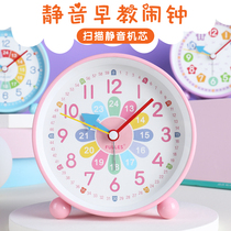 Early teach recognition time alarm clock cartoon children learn men and women disciplined time creative management bedroom clock desktop mute