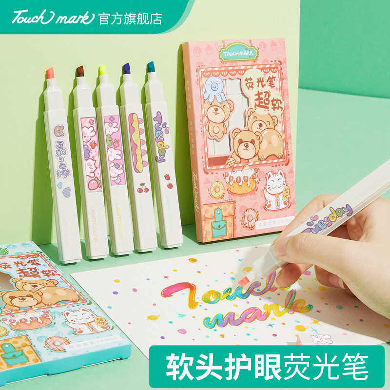 Square pole Fluorescent Pen Day Mark Pen student with pen Grease Color Pale Coloring Pen color pen to make hand account pen 