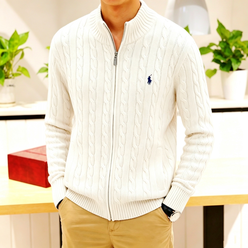 Autumn and Winter New Style Paul Full-Zip Wool Sweater Long-Sleeved Casual Knitwear Polo Stand-Up Collar Cable Knit Sweater Men's Pure Cotton Autumn and Winter New Style Paul Full-Zip Wool Sweater Long-Sleeved Casual Knitwear Polo Stand-Up Collar Cable Knit Sweater Men's Pure Cotton