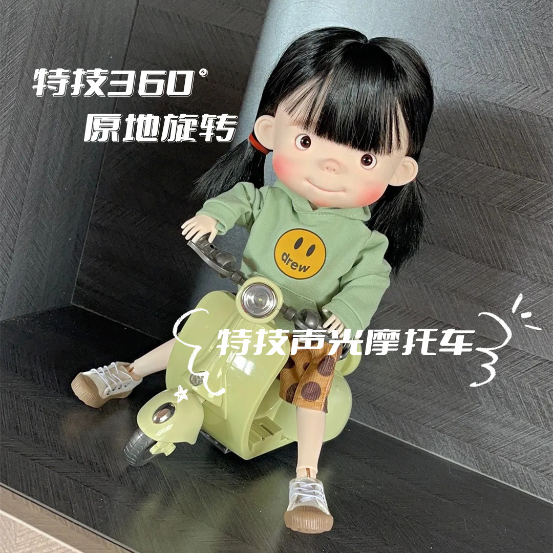 Shake-in-style Acrobatic Rotary Locomotive Toy Hamster Electric Car Cotton Doll Stunts 360-degree Music Car