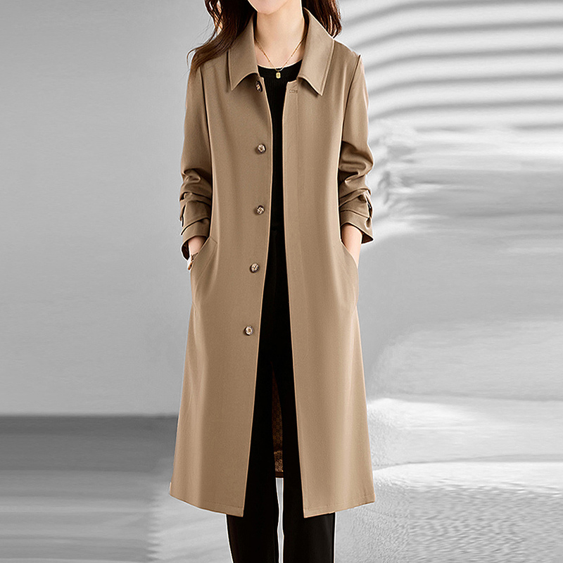 Gifishlow Hong Kong Brand Trench Coat for Women, Spring 2026 New Style, Fashionable, Elegant, Simple, Slimming Coat
