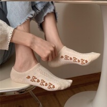 Socks cute slim strip literary retro socks children summer ins tide silicone non-slip low-top shallow mouth invisible boat socks