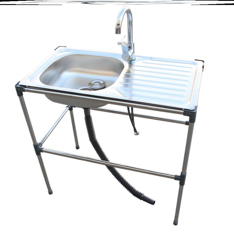 Kitchen sink thickened stainless steel washbasin single-slot with bracket sink sink sink large single-basin with rack
