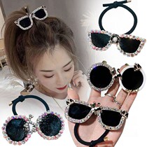 South Korea Glasses Head Rope Hairpin Netting Red Inlaid Drilling Side Clip Liu Hai Clip Horse Tail Hair Rope Haired Ornament Card-issuing Head Decoration