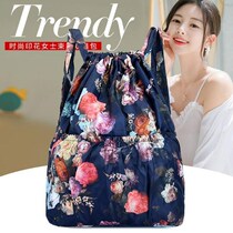 100 Lapped Nylon Cloth Double Shoulder Bag Draw Rope Bunch Pocket Double Shoulder Backpack Woman Bag Light Sport Travel Large Capacity Backpack