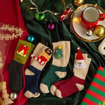 Christmas socks children's socks cartoon doll autumn and winter thickened cotton socks baby cotton socks girls holiday stereo Christmas