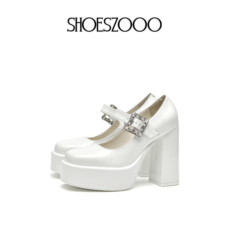 [Celebrity Style] Shoeszooo Mary Jane Women's Shoes Waterproof Platform Bridal Shoes Thick Sole Main Wedding Dress High Heels