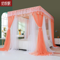 Light Extravagant Palace Princess Wind Mosquito Net Floor Double yarn Home Bedroom 1 5m encrypted thickened 2 m mosquito account 1 8 m