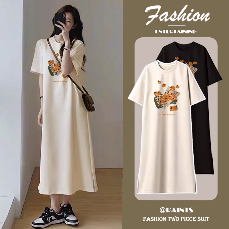 French Uamtor Maternity Dress Summer 2026 New Style Pregnant Mother's High-End Outfit Dress Short-Sleeved Slit Dress