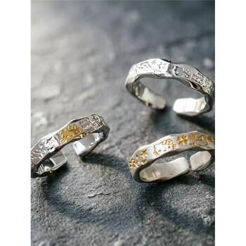 Li dafu pure silver wavy edge cat ring