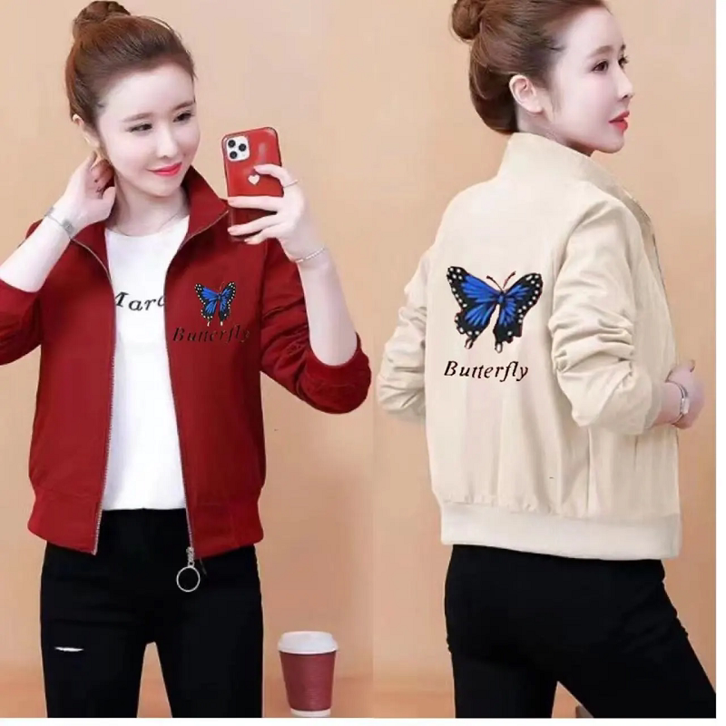 Short Jacket for Women, Regular Style, 2023 Spring and Autumn New Fashion Printed Loose Slimming Jacket, Trendy Baseball Jacket