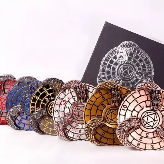 DND金属骰子轮盘骰子七合一旋转龙与地下城角色扮演指尖陀螺TRPG