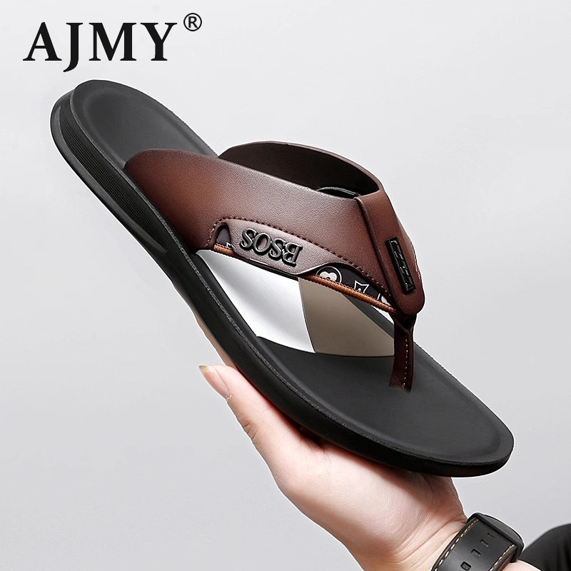 French Ajmy Men's Slippers, Summer High-End Light Luxury Flip-Flops for Outdoor Wear, Beach Non-Slip Genuine Leather Anti-Odor Sandals French Ajmy Men's Slippers, Summer High-End Light Luxury Flip-Flops for Outdoor Wear, Beach Non-Slip Genuine Leather Anti-Odor Sandals
