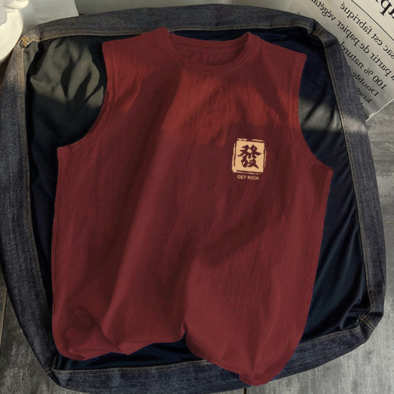 Men's Sleeveless Vest Summer ins National Trendy Brand Large Size Loose Undershirt Burgundy Pure Cotton Vest Top Men's Sleeveless Vest Summer ins National Trendy Brand Large Size Loose Undershirt Burgundy Pure Cotton Vest Top