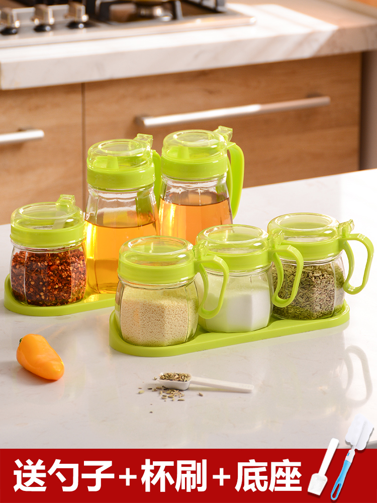 Seasoning Jar Glass Seal Moistureproof Chicken Essence Oil Salt Sauce Vinegar Bottle Suit Zo box Single large capacity Kitchen Supplies