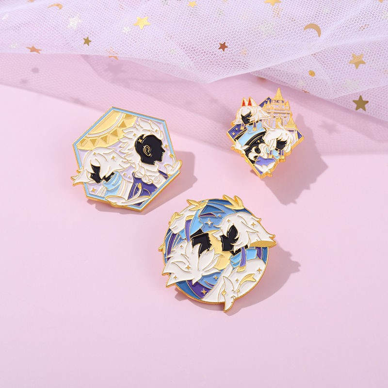 sky light encounter around brooch cute oyster mushroom keel medal pin white bird metal badge schoolbag clothes accessories
