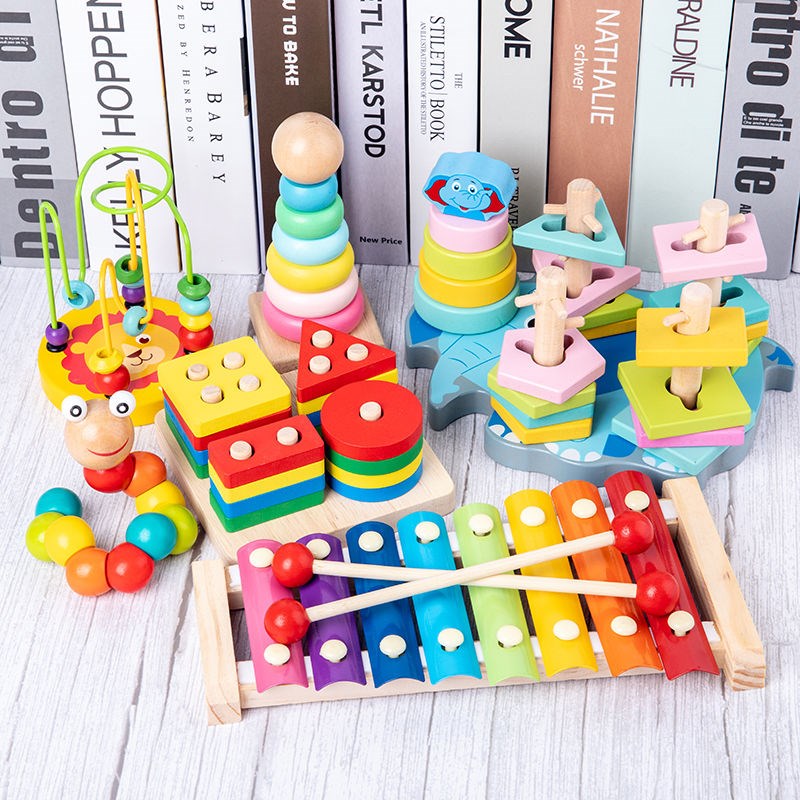 Wooden percussion music for children's children's puzzle music toy 6-12 months baby 1-2-3-year-old half-xylem musical instrument
