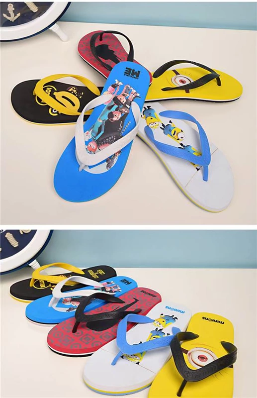 Benny Road flip flops nam mùa hè Xiao Huangren phim hoạt hình cặp vợ chồng sáng tạo giản dị trượt chân trượt dép - Dép