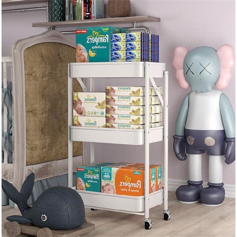 Kitchen rack bathroom bathroom n bathroom installation-free folding small storage rack floor-to-ceiling multi-layer storage stack mobile rack push